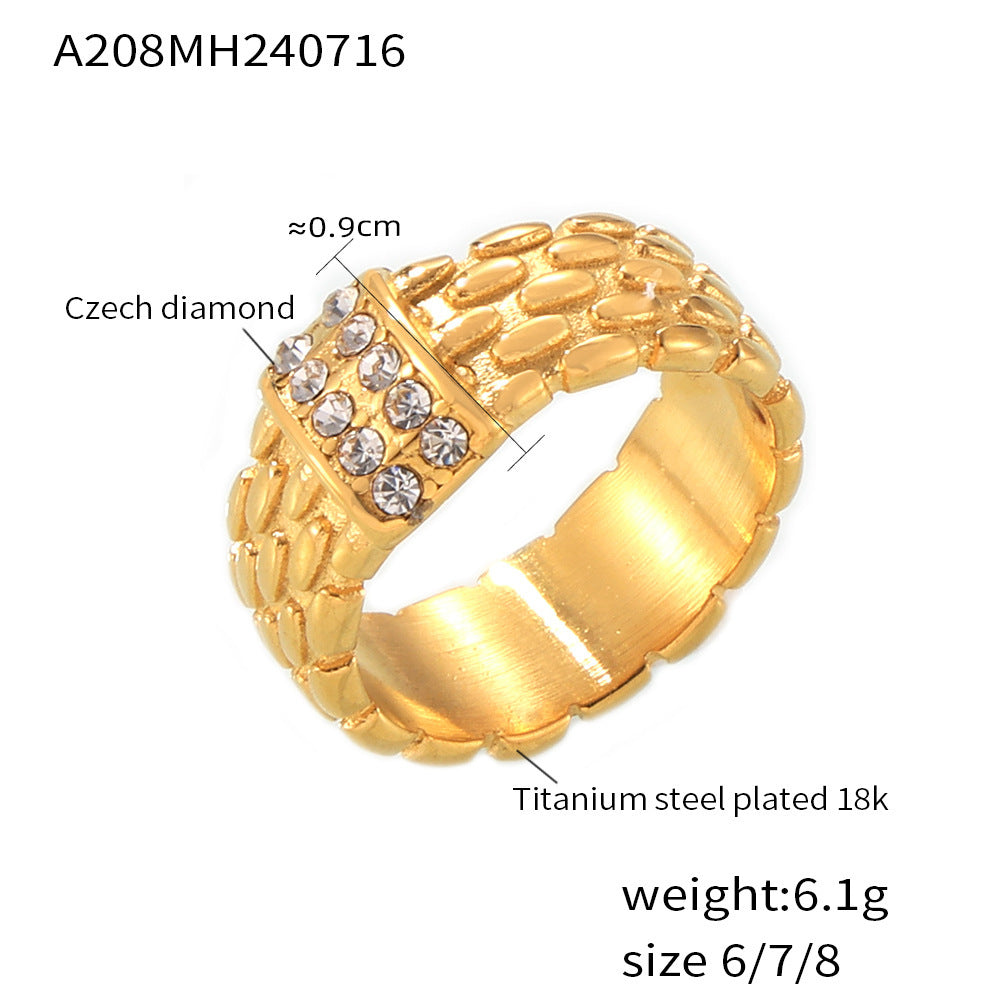 18K Gold-Plated Woven Cubic Zirconia Band Ring