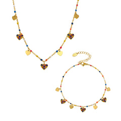 Heart Cubic Zirconia Necklace, Bracelet & Anklet