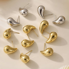 Polished Hollow Teardrop Stud Earrings