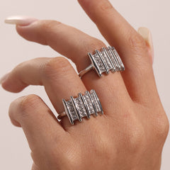 Cubic Zirconia Multi-Row Open Ring
