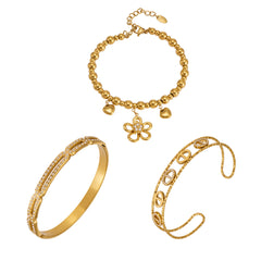 Cubic Zirconia Floral Link Bangle Designs
