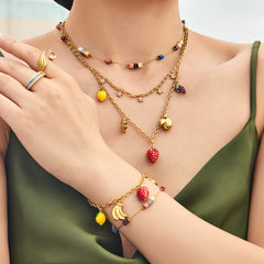 18K Gold-Plated Strawberry Charm Jewelry