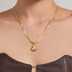 18K Gold-Plated Shell-Inspired Pearl-Look Pendant Necklace