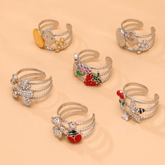 Enamel Cherry and Bee Open Ring Designs