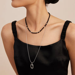 Daphne Vintage-Inspired Black Agate Necklace