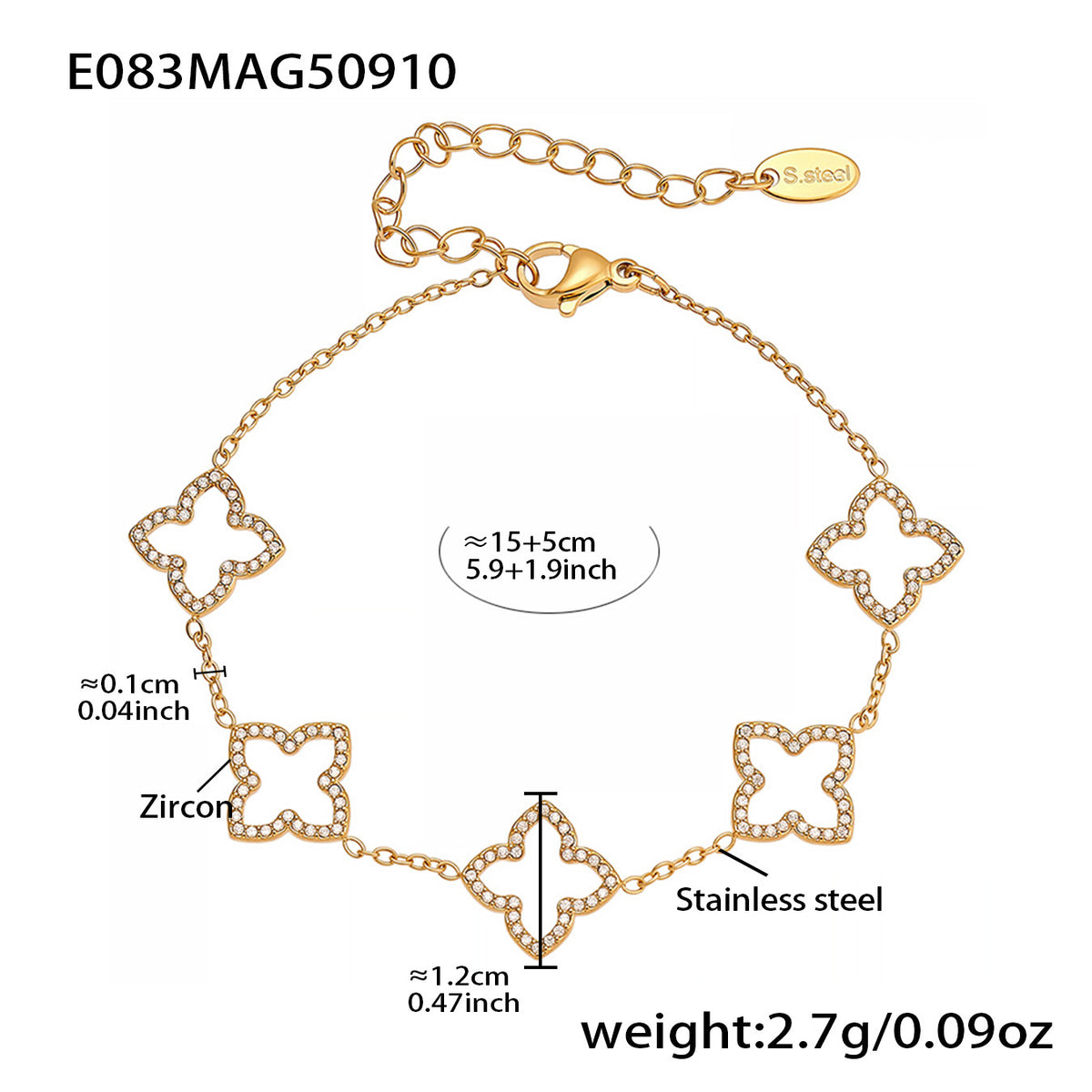 18K Gold-Plated Cubic Zirconia Clover & Link Bracelets
