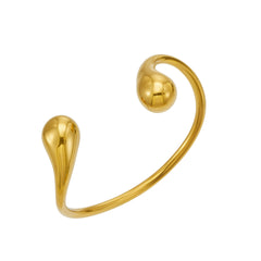 Sculptural Teardrop-End Open Cuff Bracelet