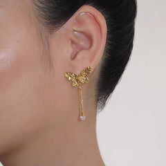 Nadine Dainty Pavé Butterfly Drop Earrings