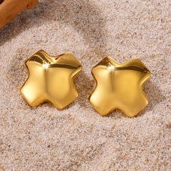 18K Gold-Plated Sculptural Geometric Stud Earrings