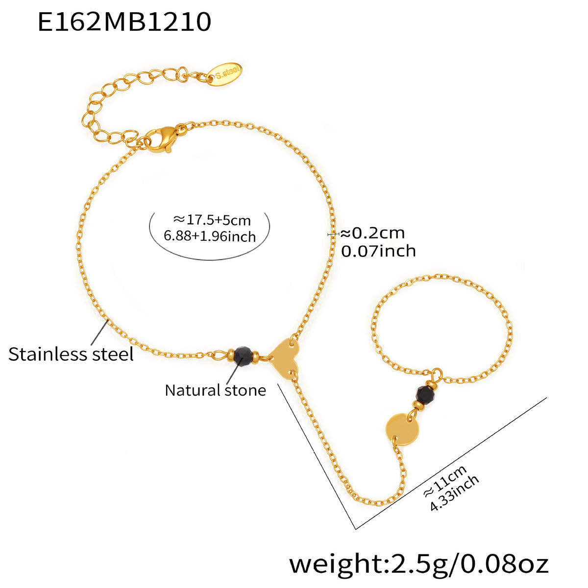 18K Gold-Plated Heart Bracelet or Hand Chain