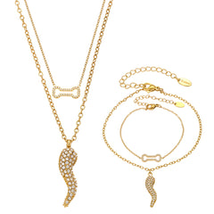 Bone & Chili Cubic Zirconia Necklace & Bracelet