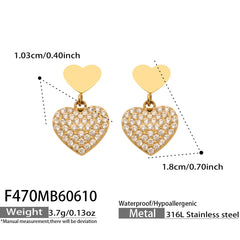 18K Gold-Plated Cubic Zirconia Heart Drop Earrings