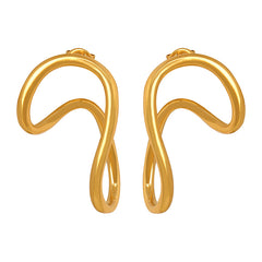 18K Gold-Plated Sculptural Curved Stud Earrings