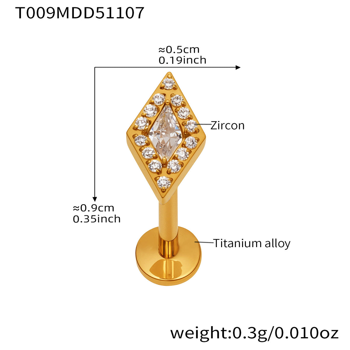Cubic Zirconia Decorative Lip Stud