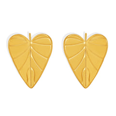 Heart-Shaped Leaf Texture Stud Earrings