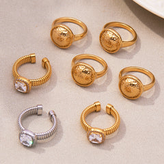 18K Gold-Plated Cubic Zirconia Open Rings