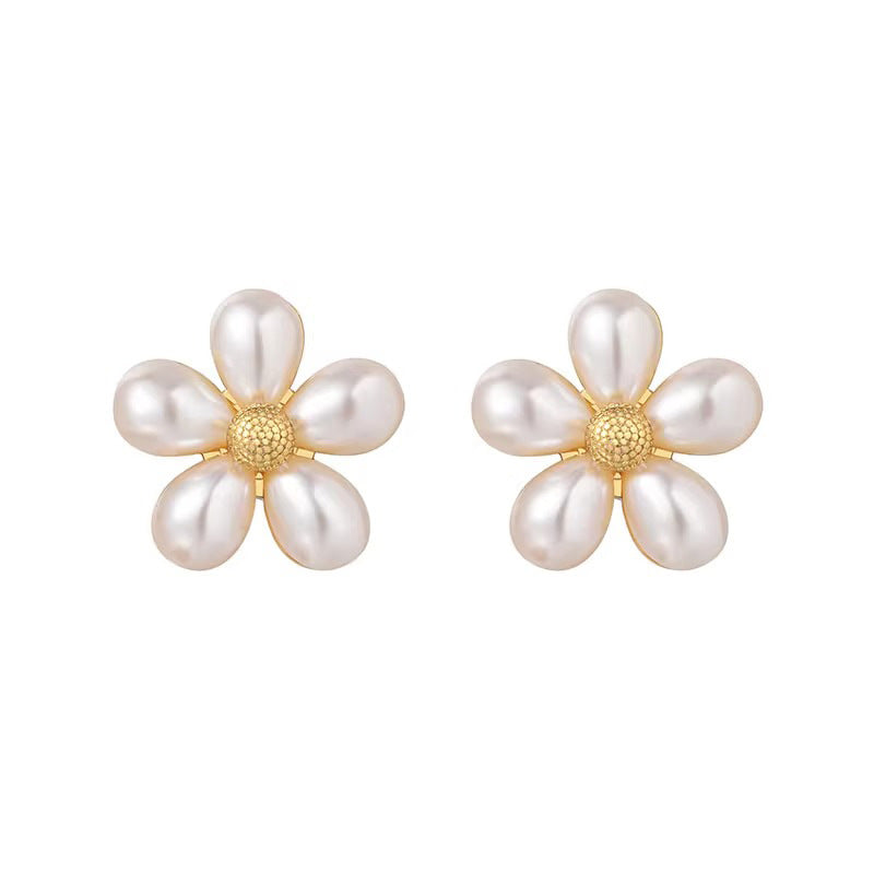 Marielle Vintage-Inspired Pearl Floral Stud Earrings