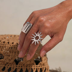Gold-Tone Wide Wavy Stainless Steel Open Ring