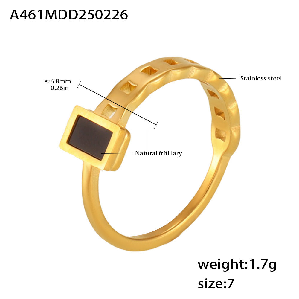 Dark Shell Rectangle Accent Ring