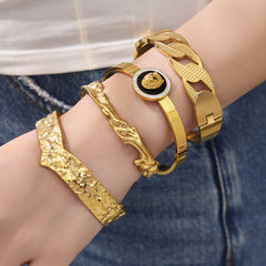 18K Gold-Plated Textured Open Cuff Designs