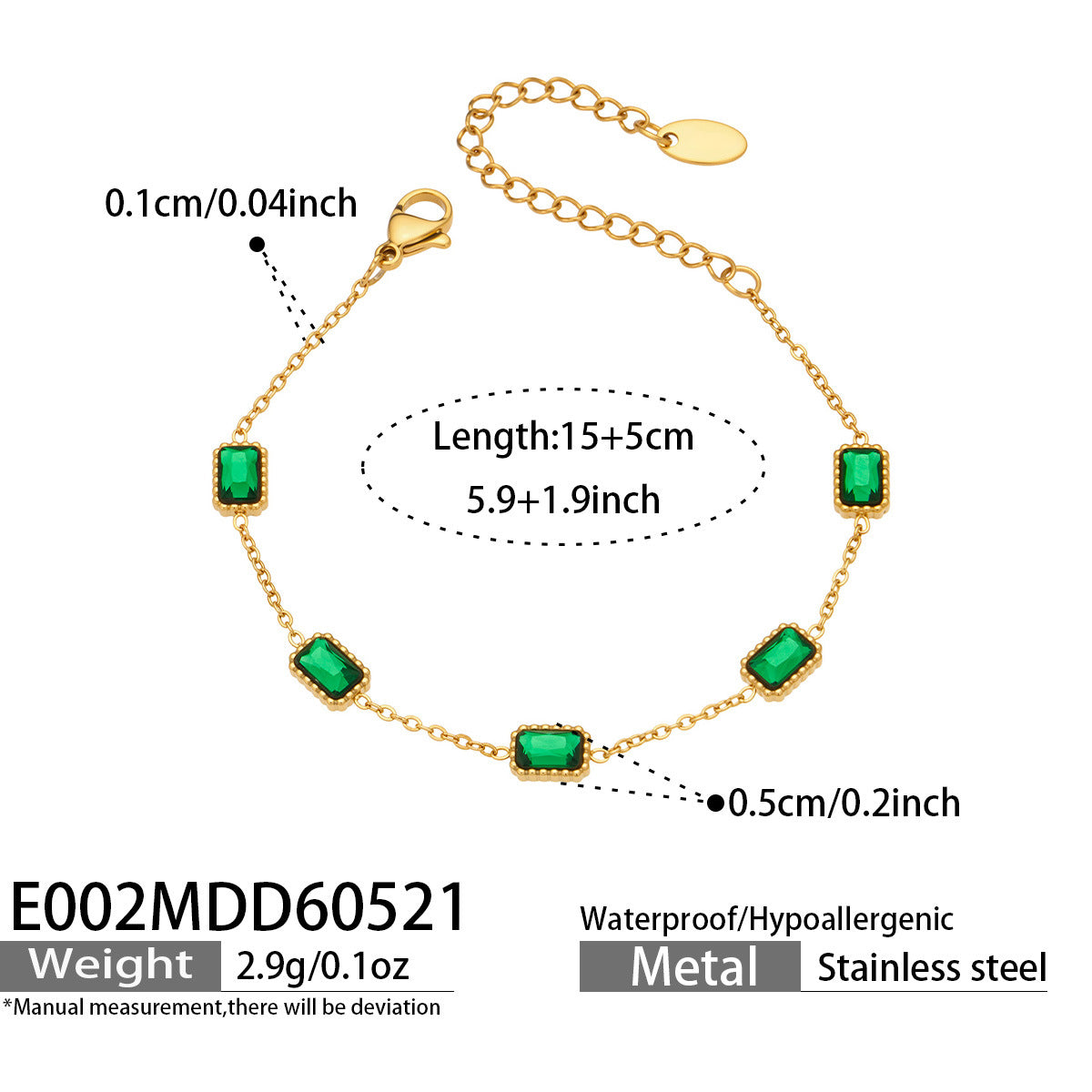 Green Cubic Zirconia Station Bracelet