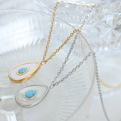 Teardrop Inlay Pendant Necklace
