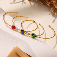 Colored Glass Accent Open Cuff Bracelet