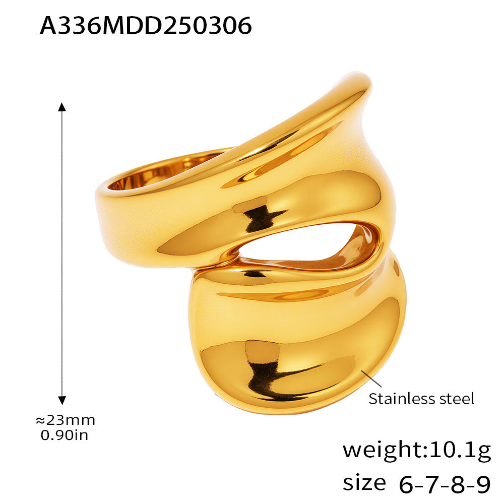18K Gold-Plated Sculptural Open Ring