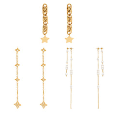 Freshwater Pearl & Star Chain Tassel Earrings
