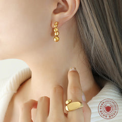 Graduated Metal-Bead Stud Earrings