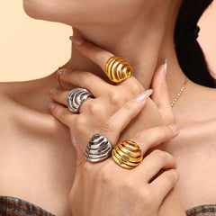 18K Gold-Plated Layered Openwork Statement Ring
