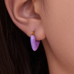 18K Gold-Plated Enamel Heart Huggie Earrings