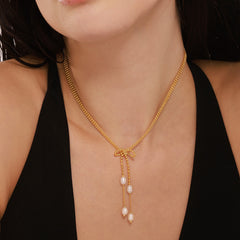 18K Gold-Plated Bow Necklace or Stud Earrings