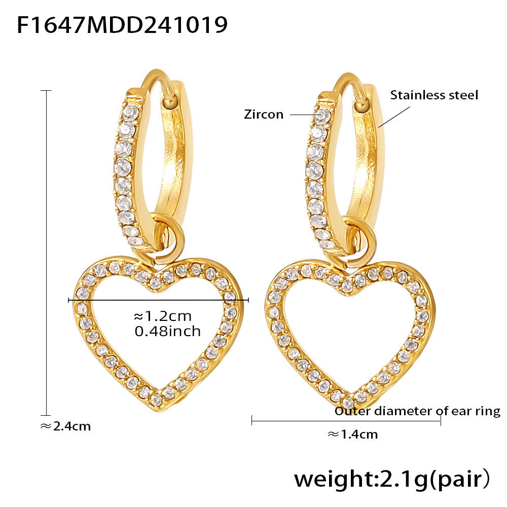 Cubic Zirconia Motif Drop Hoop Earrings