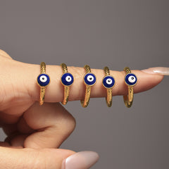 Blue Evil Eye Enamel Band Ring