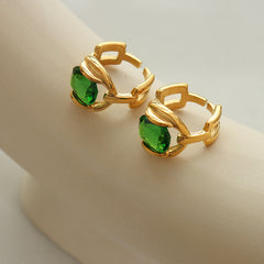 Green Faceted Stone Link Ring