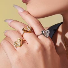 Layered Heart Cubic Zirconia Necklace, Earrings or Ring
