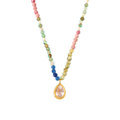 Multicolor Bead and Cat-Eye Pendant Necklace