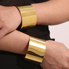Gold-Tone Wide Polished Cuff Bracelet