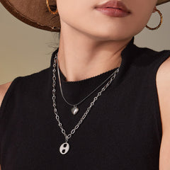 Heart and Bead Double Layer Necklace