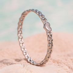 Heart Detail Sculptural Bangle Bracelet