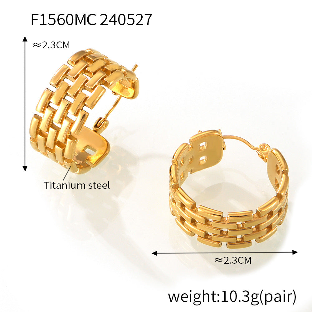 Gold-Tone Woven Chain Hoop Earrings