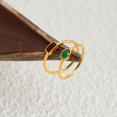 Colored Glass or Cubic Zirconia Accent Ring
