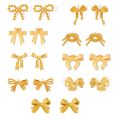 Gold-Tone Bow Stud and Drop Earring Designs