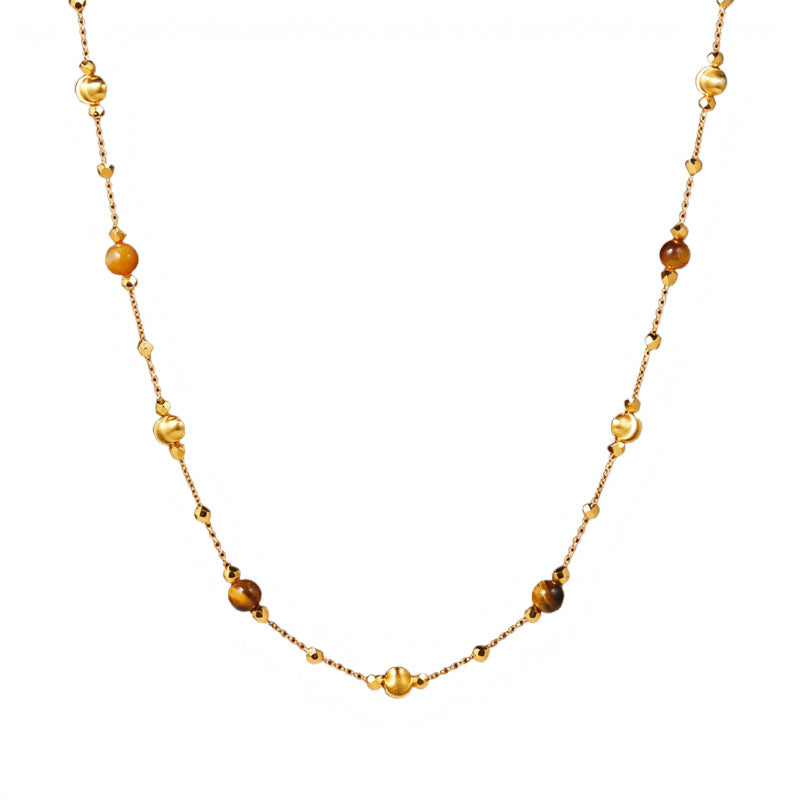 Camille Vintage-Inspired Tiger-Eye Beaded Necklace
