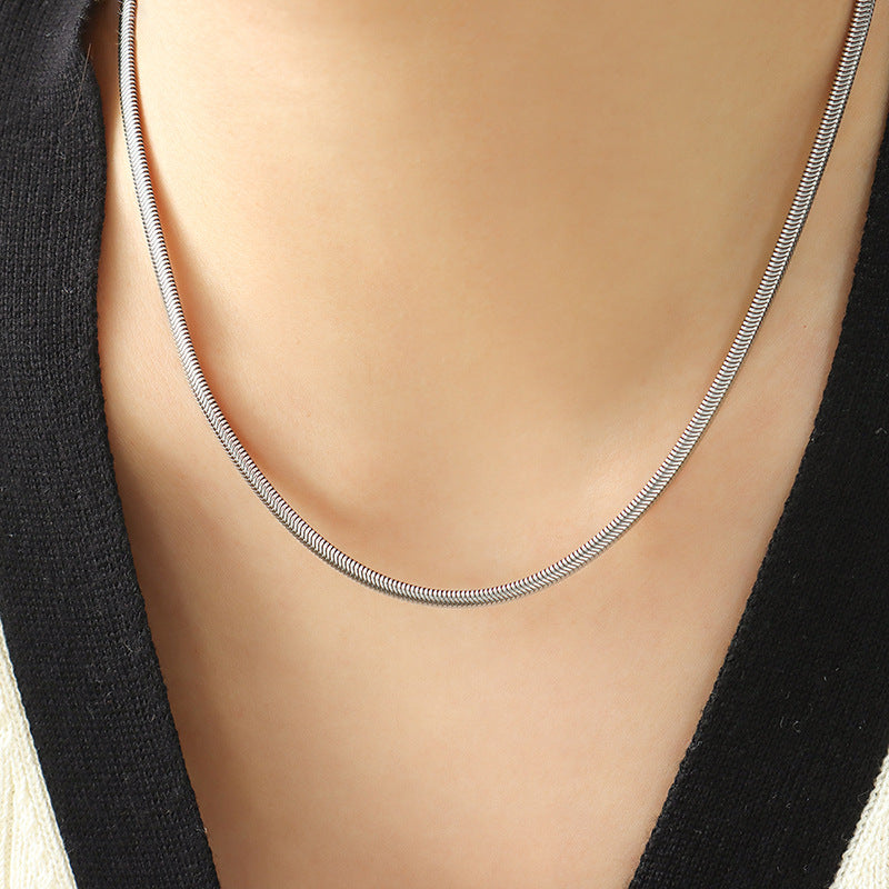 Minimal Flat Snake Chain Necklace