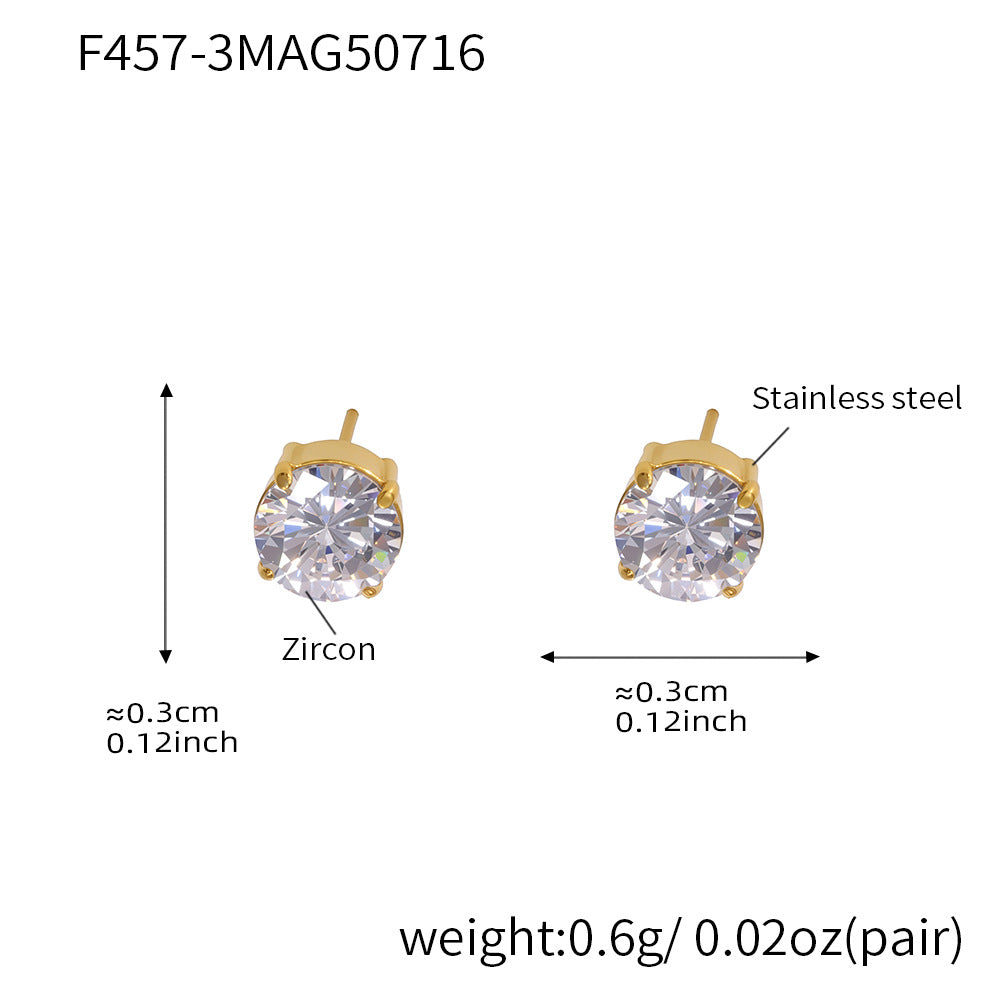 Round Cubic Zirconia Stud Earrings