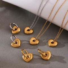 18K Gold-Plated Heart Necklace & Earrings