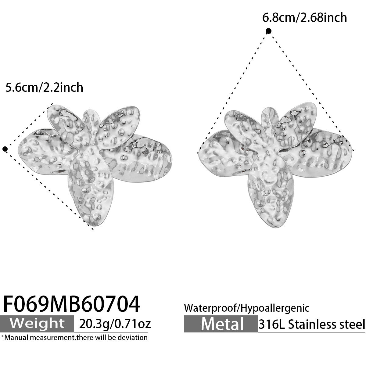 18K Gold-Plated Hammered Flower Stud Earrings