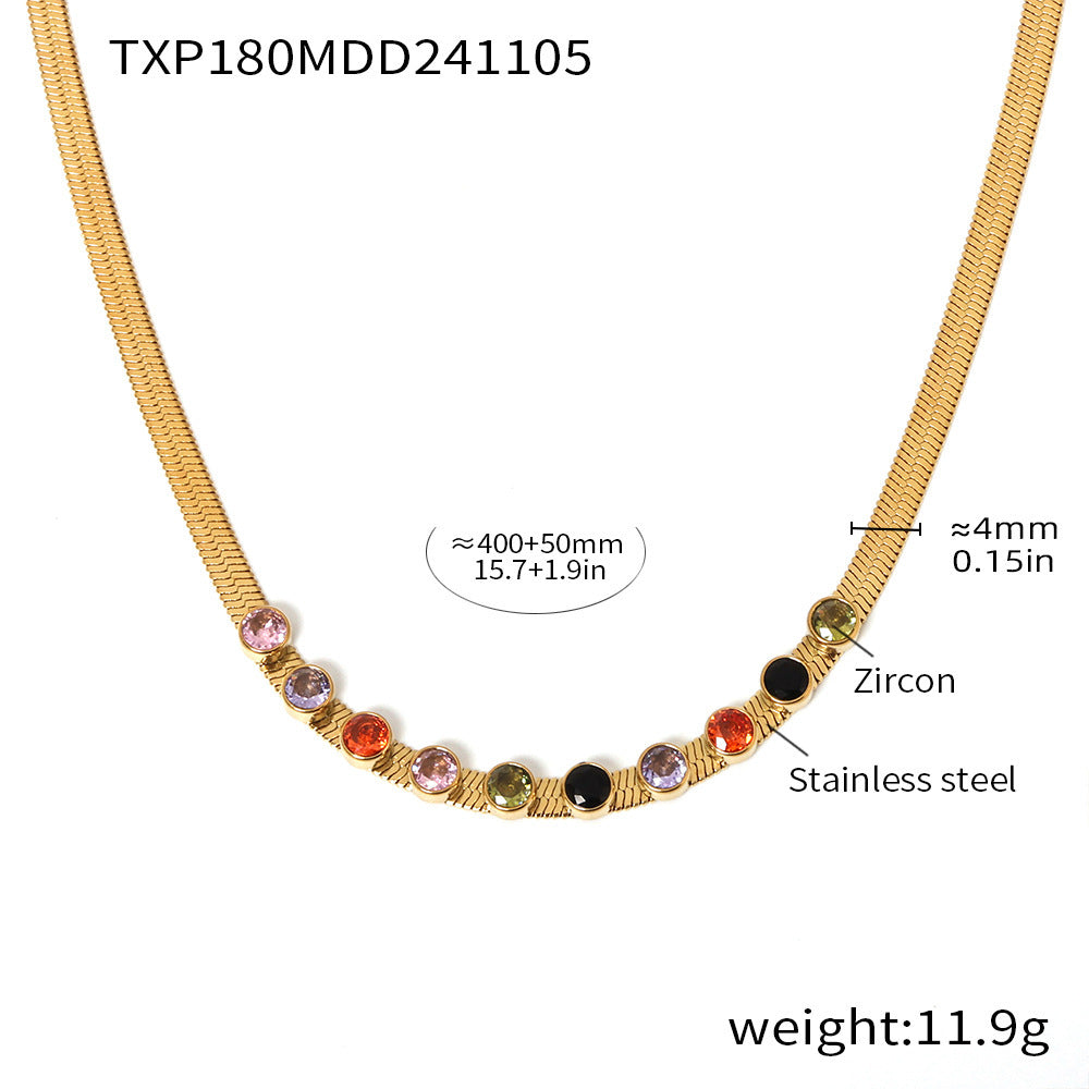 18K Gold-Plated Multicolor Cubic Zirconia Necklace or Bracelet